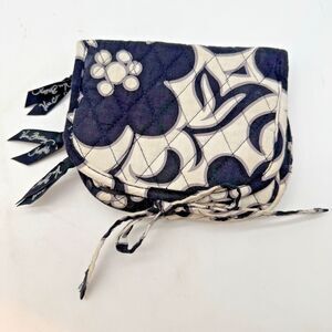 Vera Bradley Night and Day Travel Jewelry Organizer Case Tie Closure 3 Zip Pouch